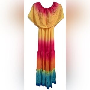NIP Colorful On/Off Shoulder Maxi Dress